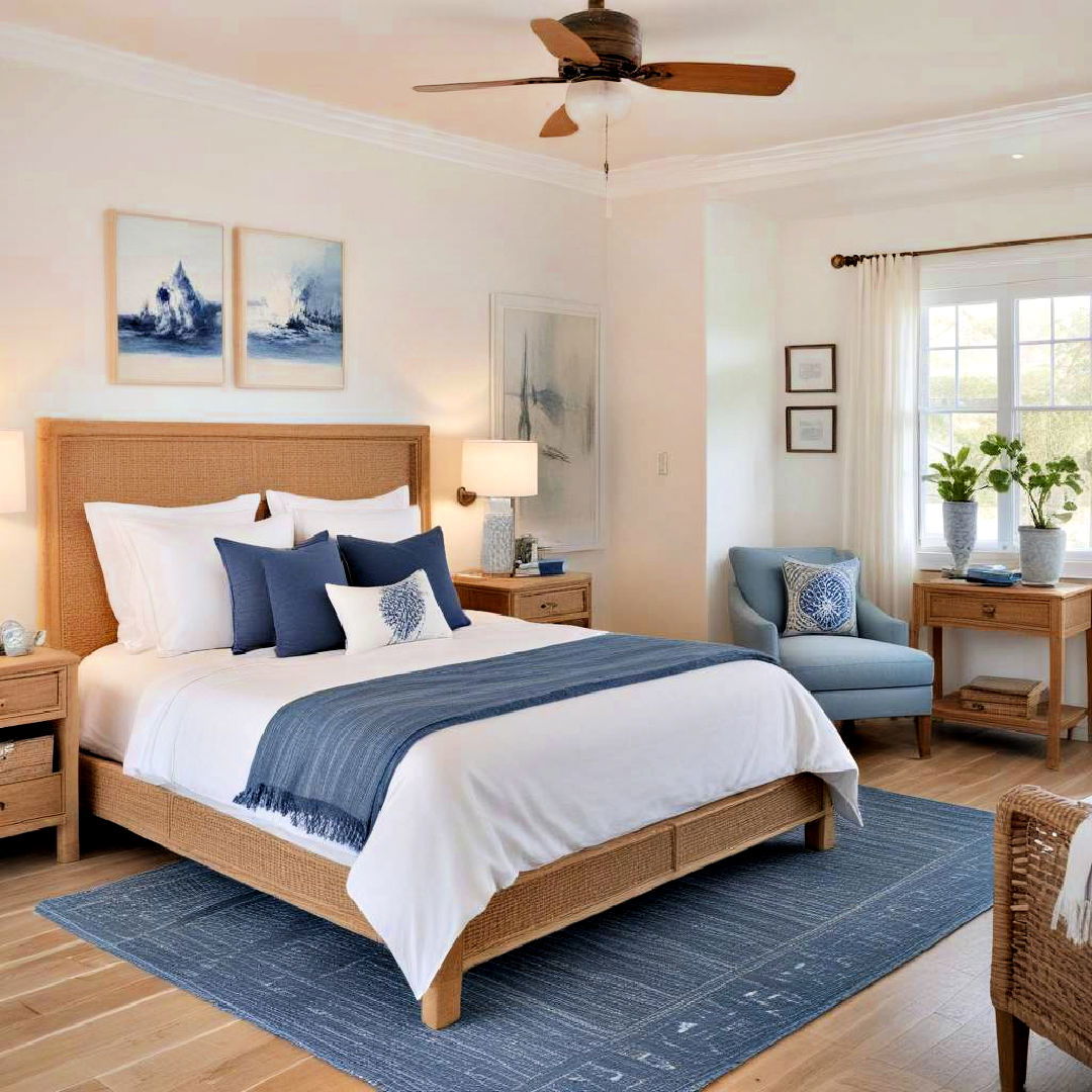 blue and white coastal theme ideas - 40 Blue Bedroom Ideas