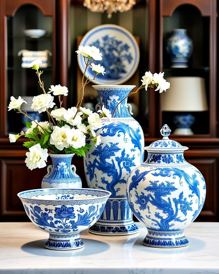 blue and white porcelain accents for timeless elegance - 30 Blue and White Decor Ideas