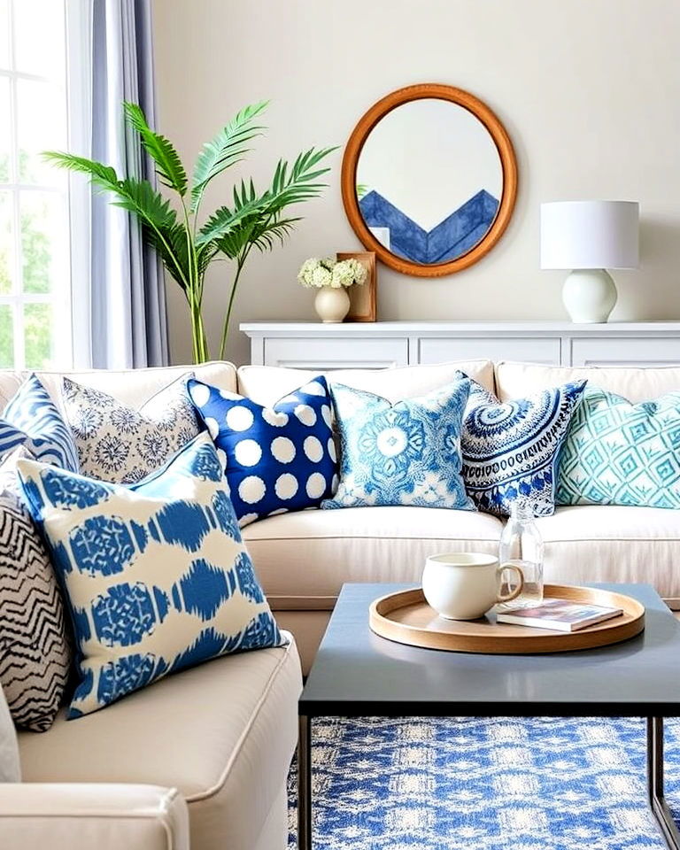 blue and white throw pillow ideas - 30 Blue and White Decor Ideas