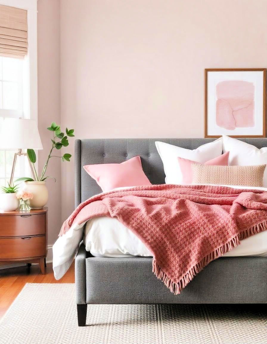 blush pink and gray combo for bedroom - 15 Blush Pink Bedroom Ideas