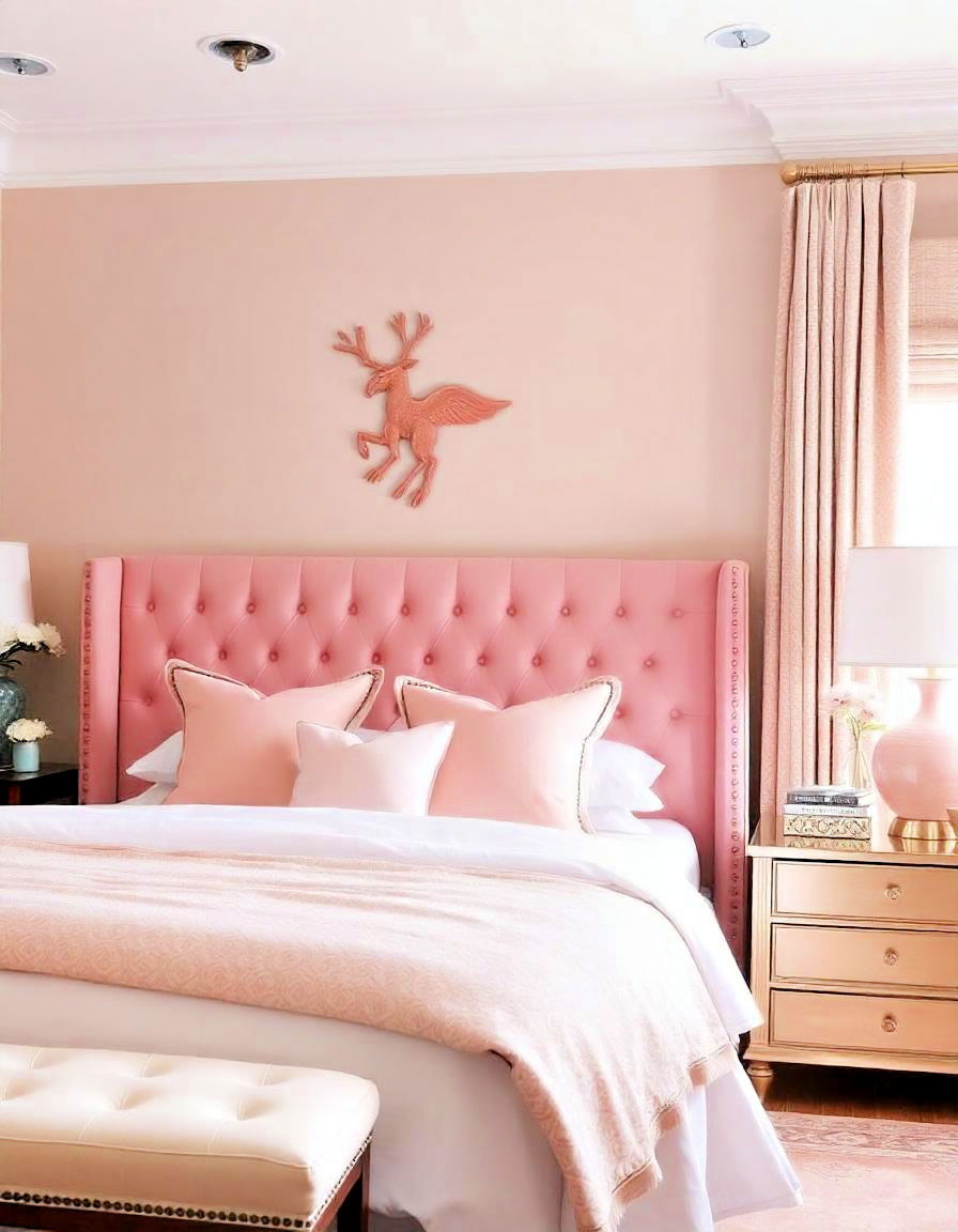 blush pink upholstered headboard - 15 Blush Pink Bedroom Ideas