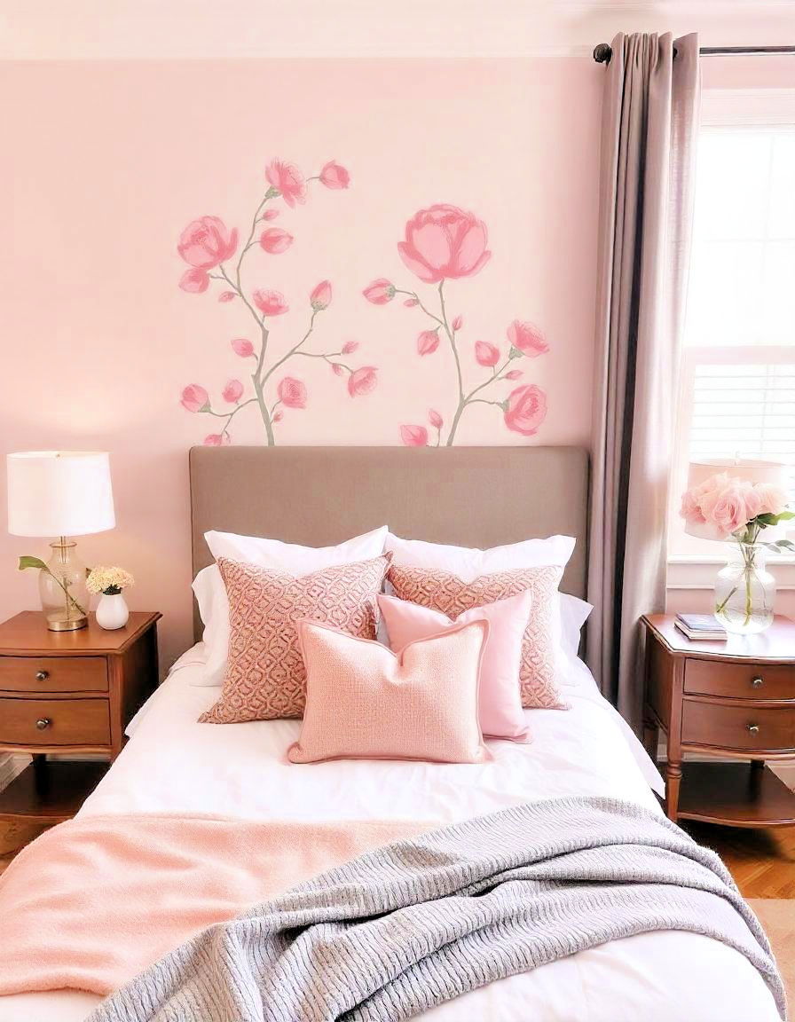 blush pink wall decals for bedroom - 15 Blush Pink Bedroom Ideas
