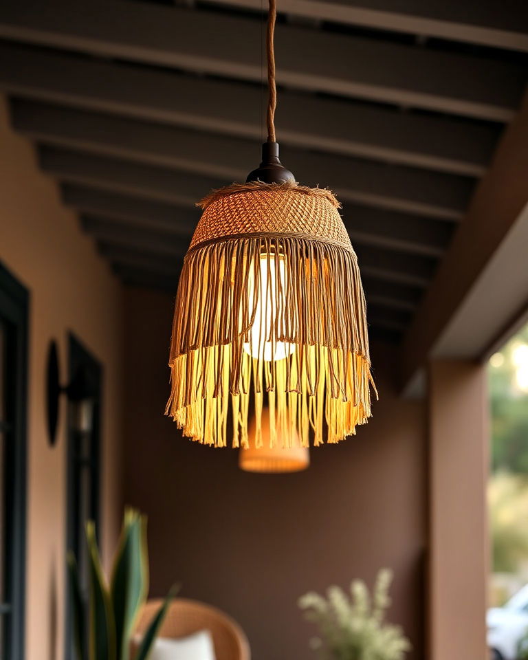 bohemian aesthetic fringe lighting fixture - 20 Bohemian Desert Decor Ideas