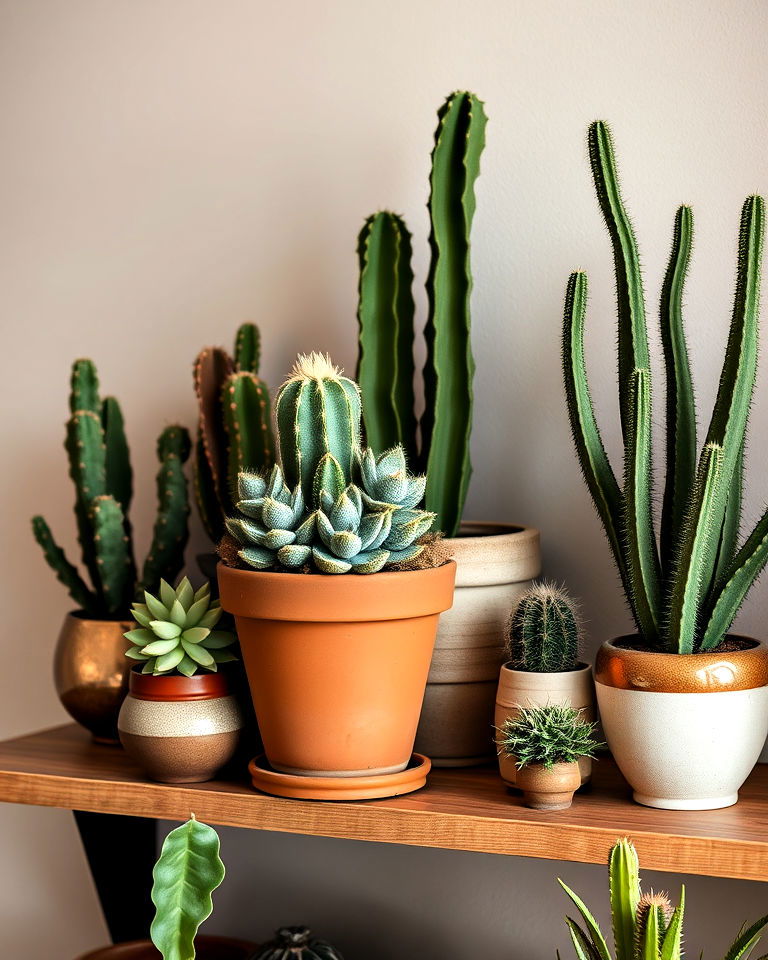 bohemian desert decor with succulent and cactus display - 20 Bohemian Desert Decor Ideas