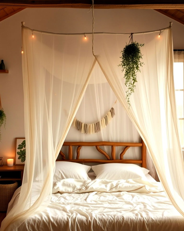 bohemian vibe canopy bed - 25 Hippie Bedroom Ideas
