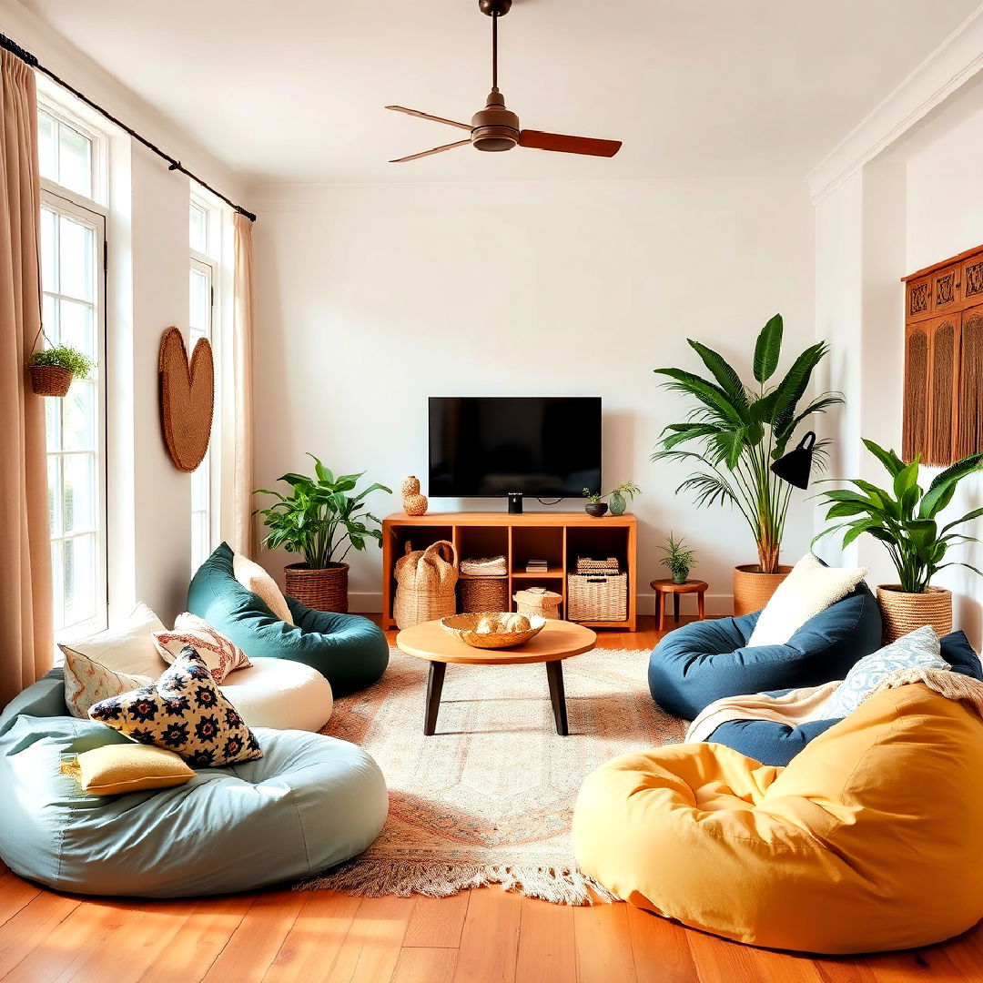 bohemian vibe floor seating - 25 Chill Aesthetic Room Ideas