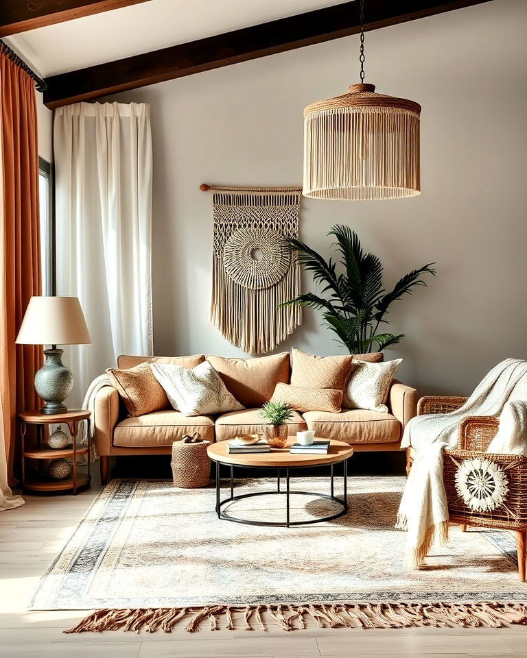bohemian vibe fringed and tassel details - 30 Bohemian Maximalist Decor Ideas
