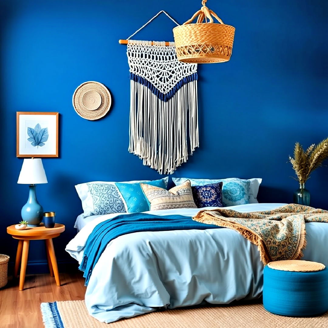 boho blue decor theme - 40 Blue Bedroom Ideas