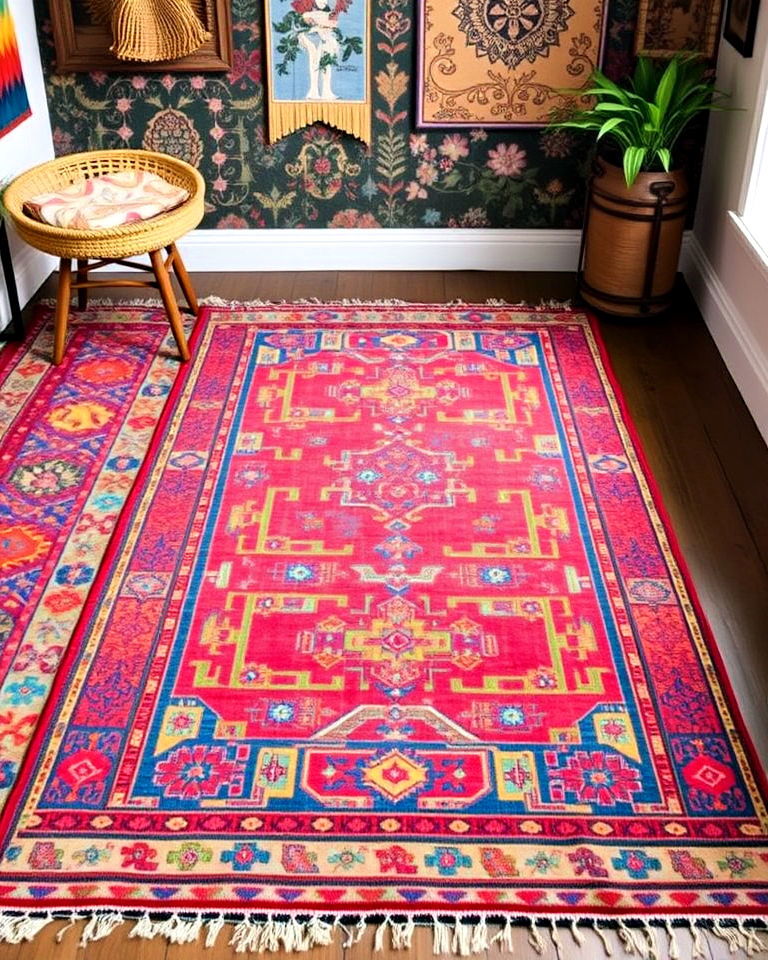 boho decor with vintage rug - 30 Boho Decor Ideas