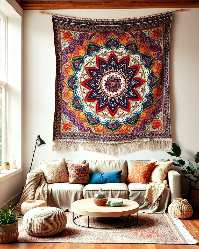 boho inspired tapestry wall art - 30 Boho Decor Ideas