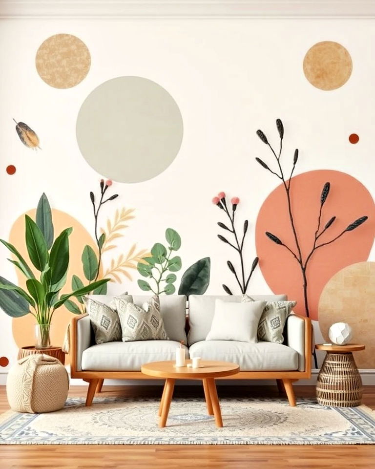 boho inspired wall mural - 30 Boho Decor Ideas