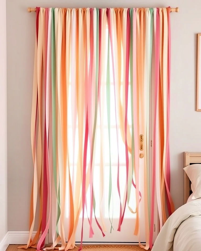 boho style ribbon curtain - 25 Bedroom Door Decorating Ideas