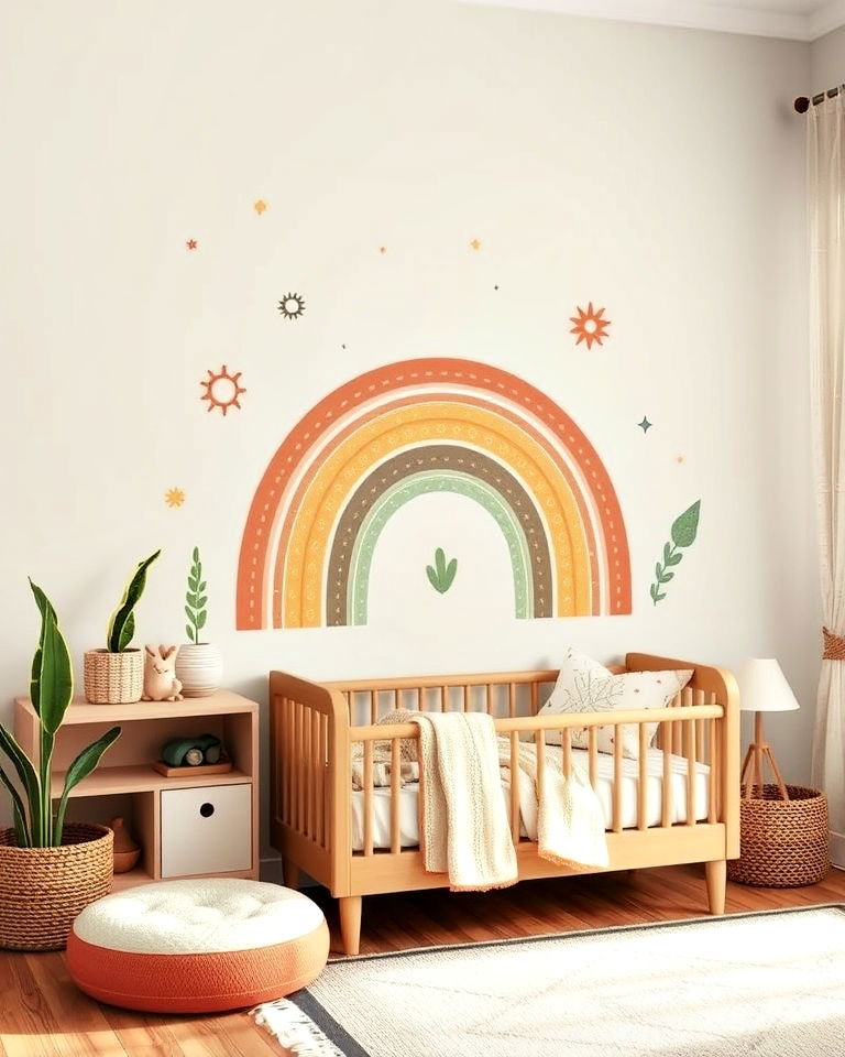 boho themed wall decals - 20 Boho Toddler Room Ideas