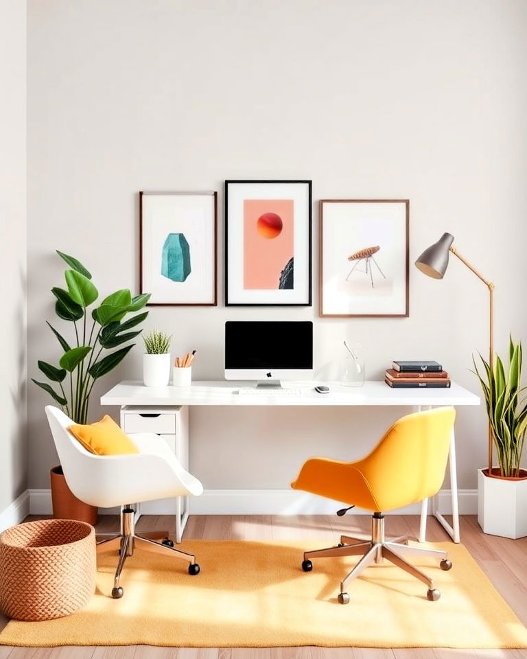 bold accent colors for modern home office - 40 Modern Home Office Ideas