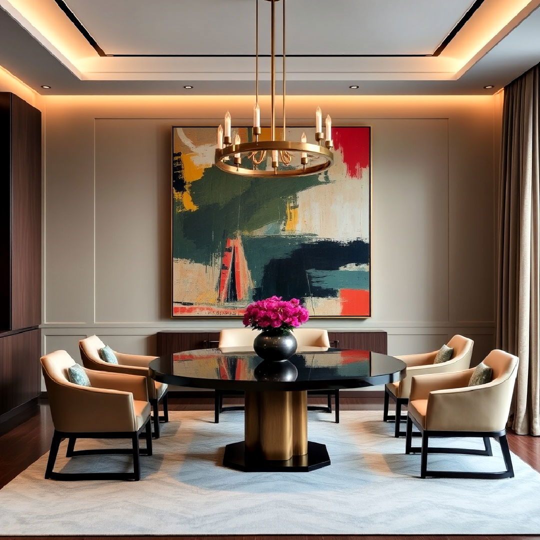 bold artwork to add sophisticated touch - 40 Luxury Dining Room Ideas