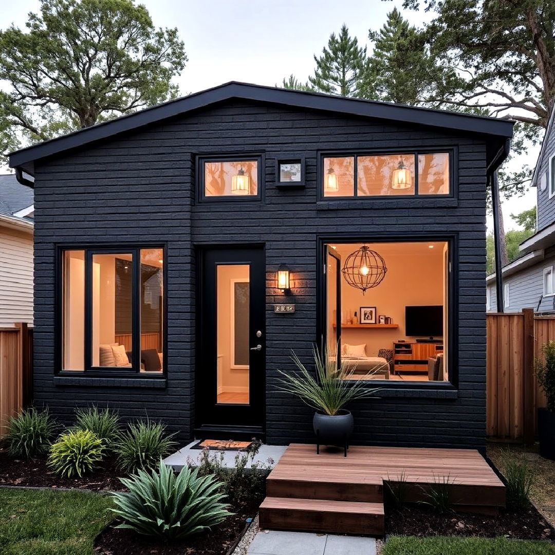 bold black brick exterior for tiny home - 40 Black Brick House Exteriors