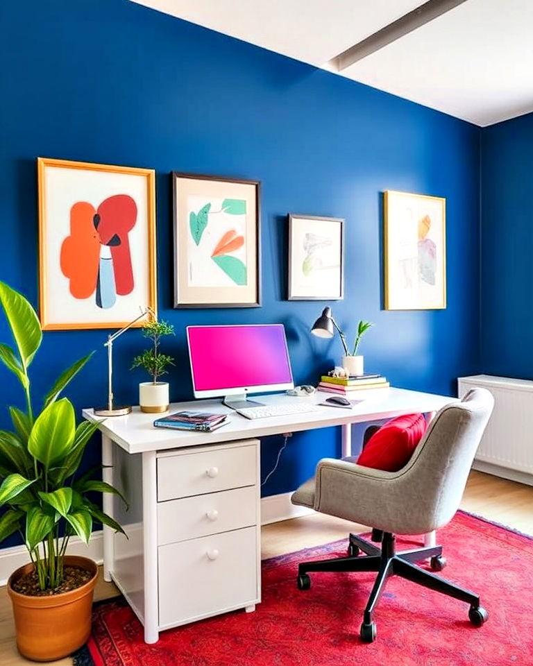 bold color palette for eclectic home office - 25 Eclectic Home Office Ideas