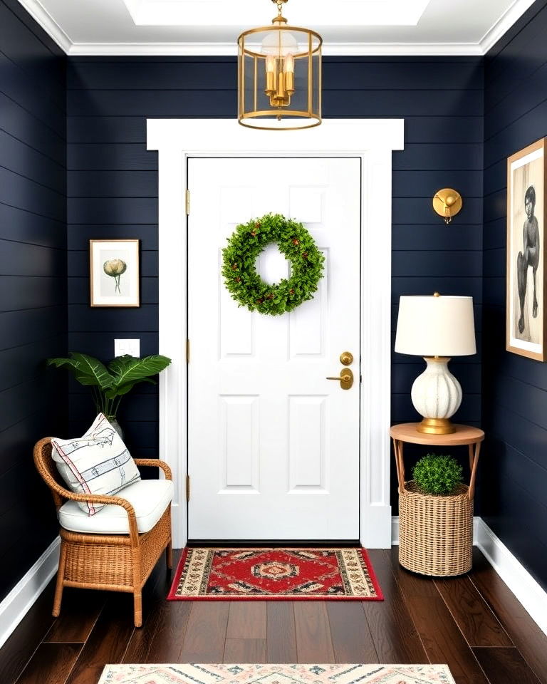 bold colored shiplap for entryway - 25 Shiplap Wall Entryway Ideas