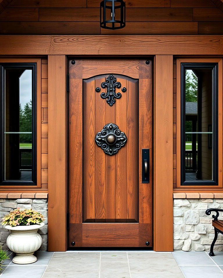 bold front door hardware for rustic appeal - 40 Craftsman Style House Exterior Ideas