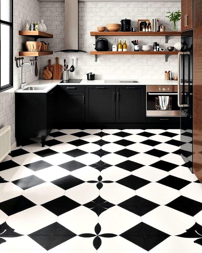 bold geometric patterns linoleum kitchen flooring - 20 Linoleum Kitchen Flooring Ideas