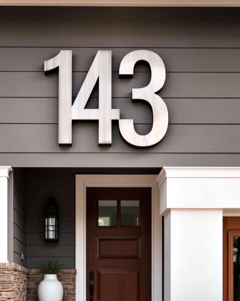 bold house numbers for transitional home exterior - 30 Transitional Home Exterior Ideas