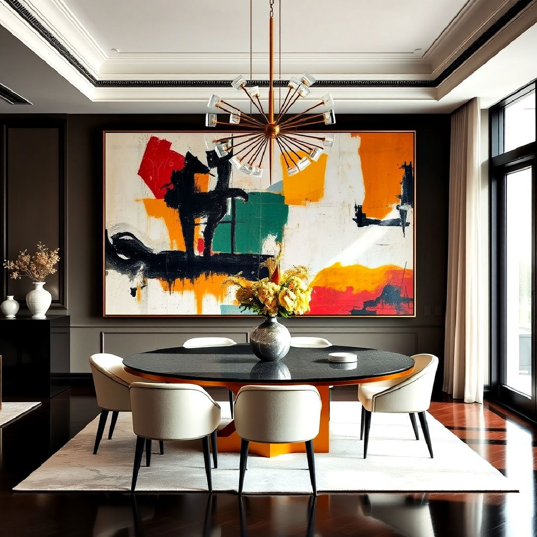 bold oversized dining room artwork - 40 Luxury Dining Room Ideas