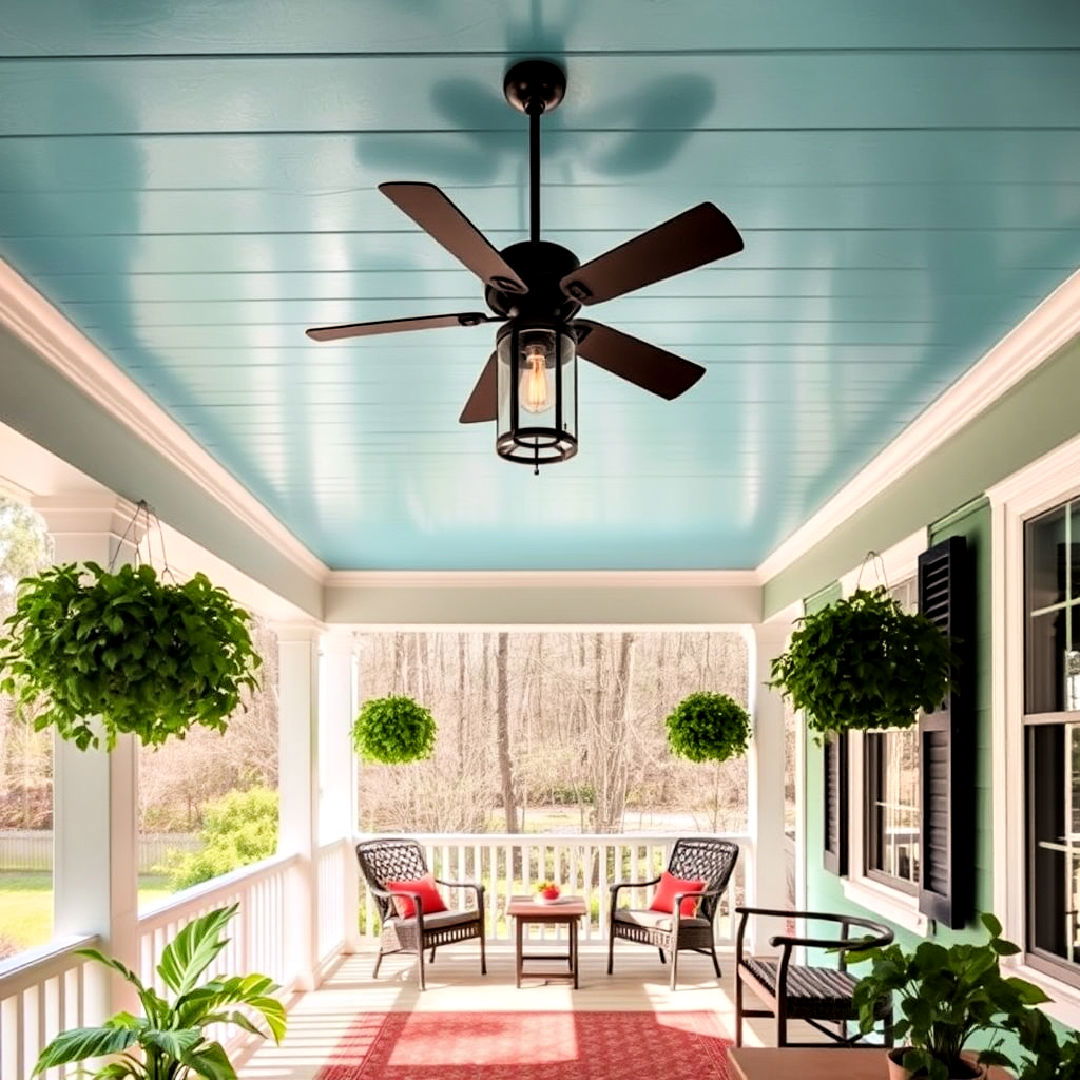 bold painted ceiling for three season porch - 35 Three Season Porch Ideas
