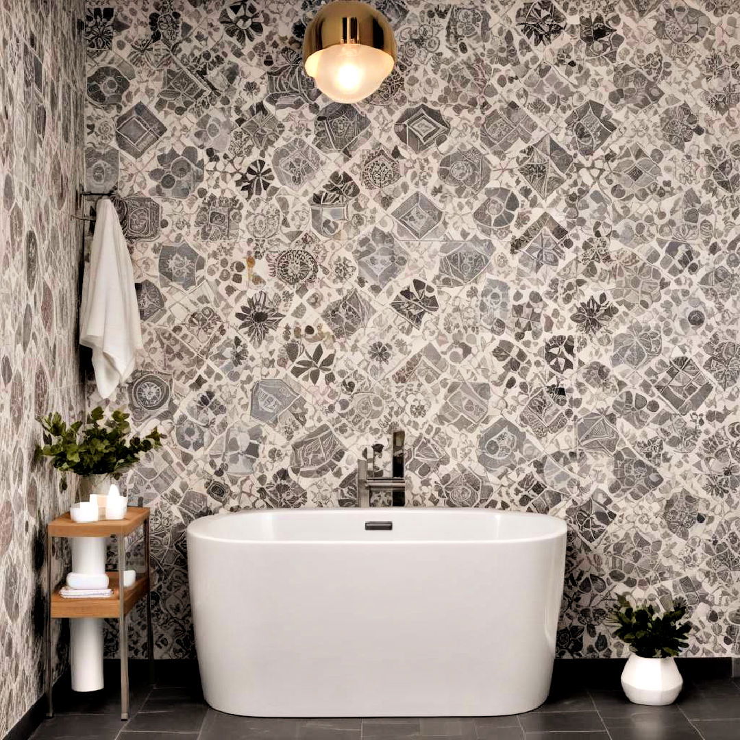 bold patterned tiles - 40 Bathroom Decor Ideas