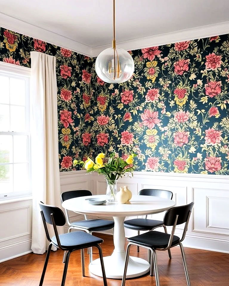 bold patterned wallpaper for dining room - 20 Casual Dining Room Ideas