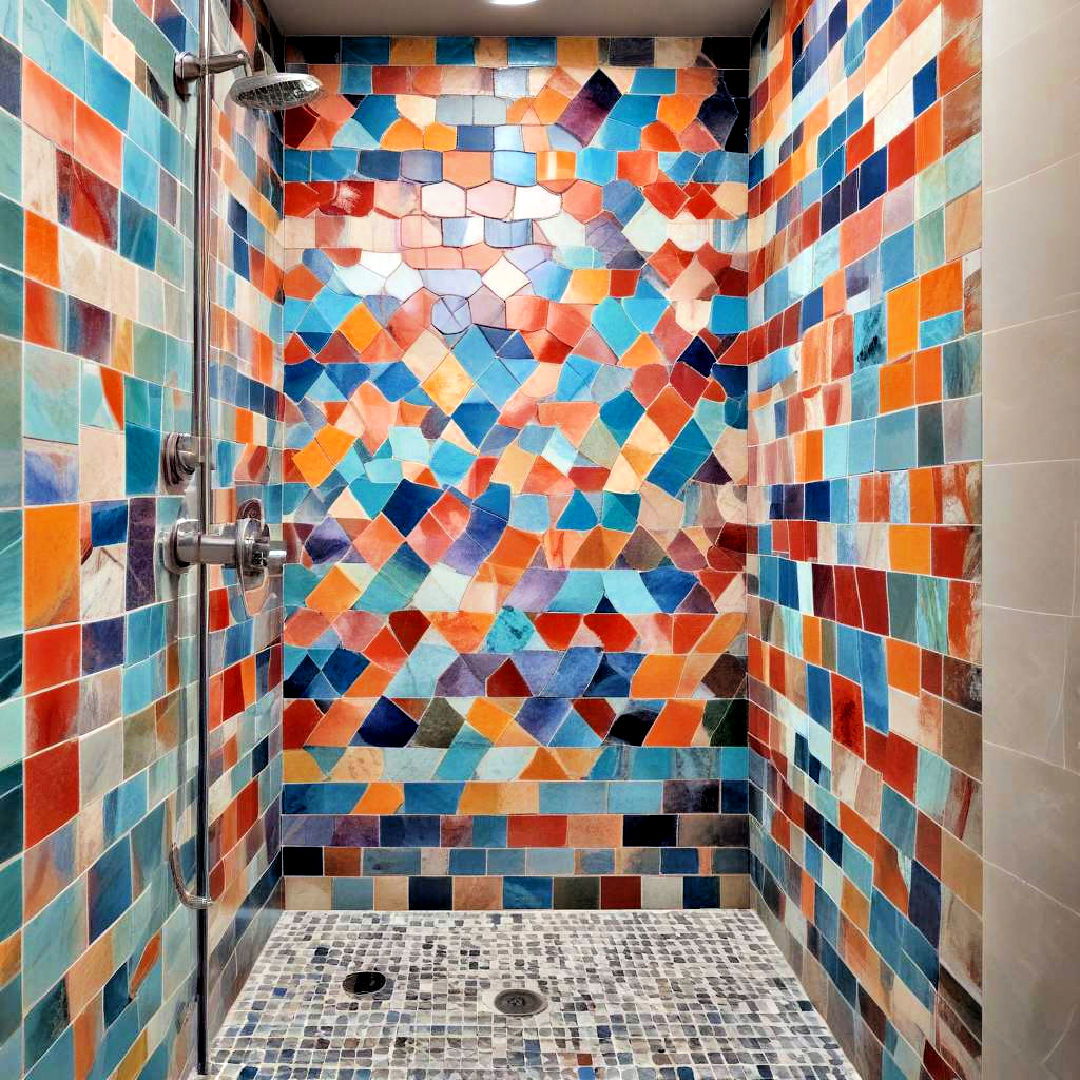 bold shower tiles for bathroom decor - 40 Bathroom Decor Ideas