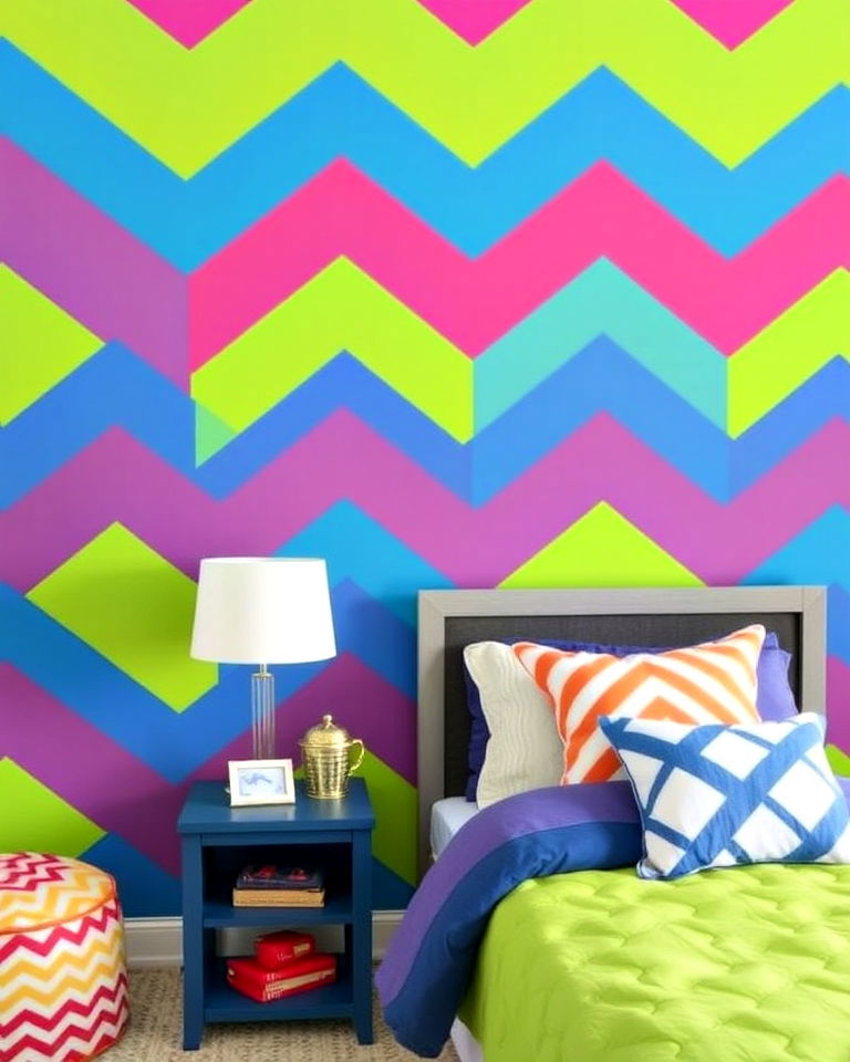 bold statement chevron stripes - 30 Kids Room Accent Wall Ideas