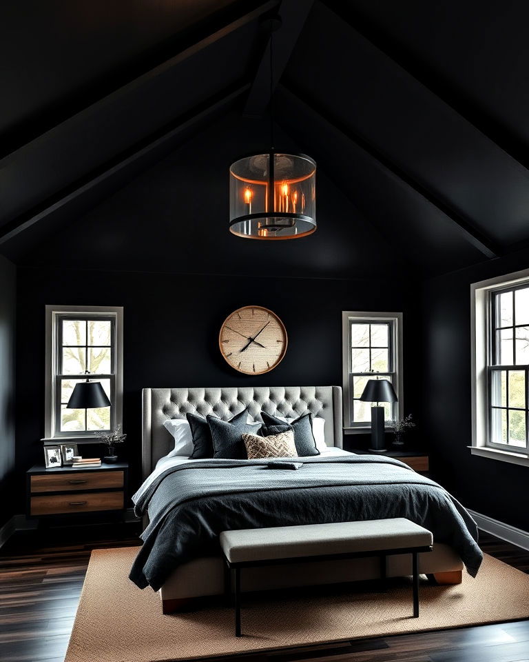 bold statement dark vaulted ceiling - 40 Vaulted Ceiling Ideas