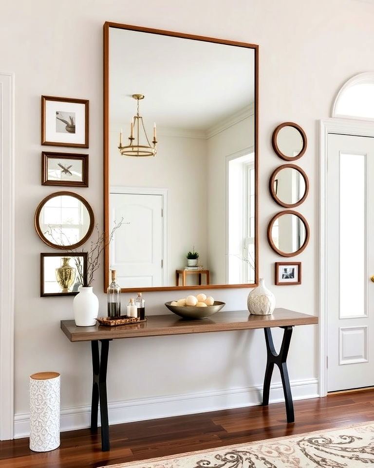 bold statement full mirror frame - 30 Mirror Gallery Wall Ideas