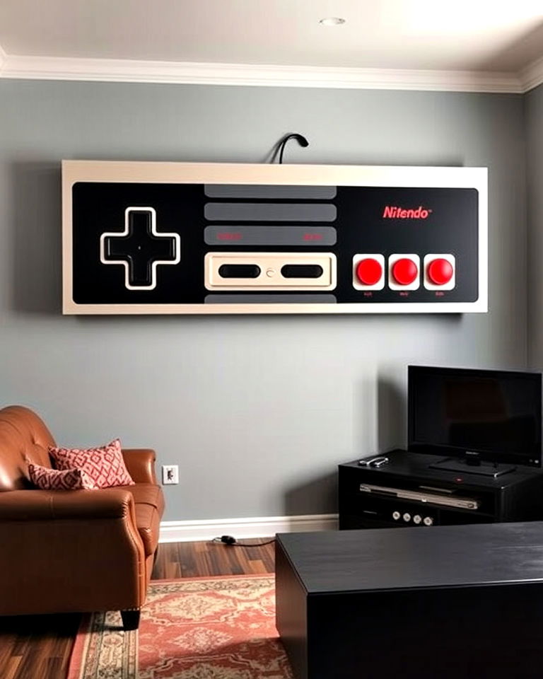 bold statement game controller wall art - 30 Retro Game Room Ideas