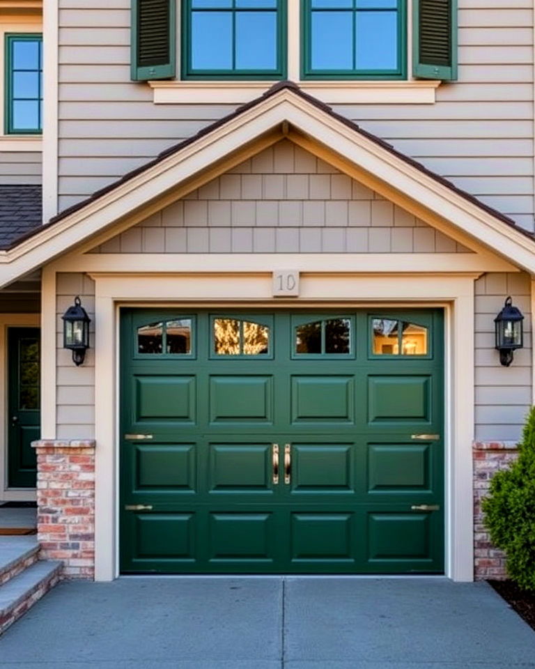 bold statement hunter green garage door - 20 Green Garage Door Ideas