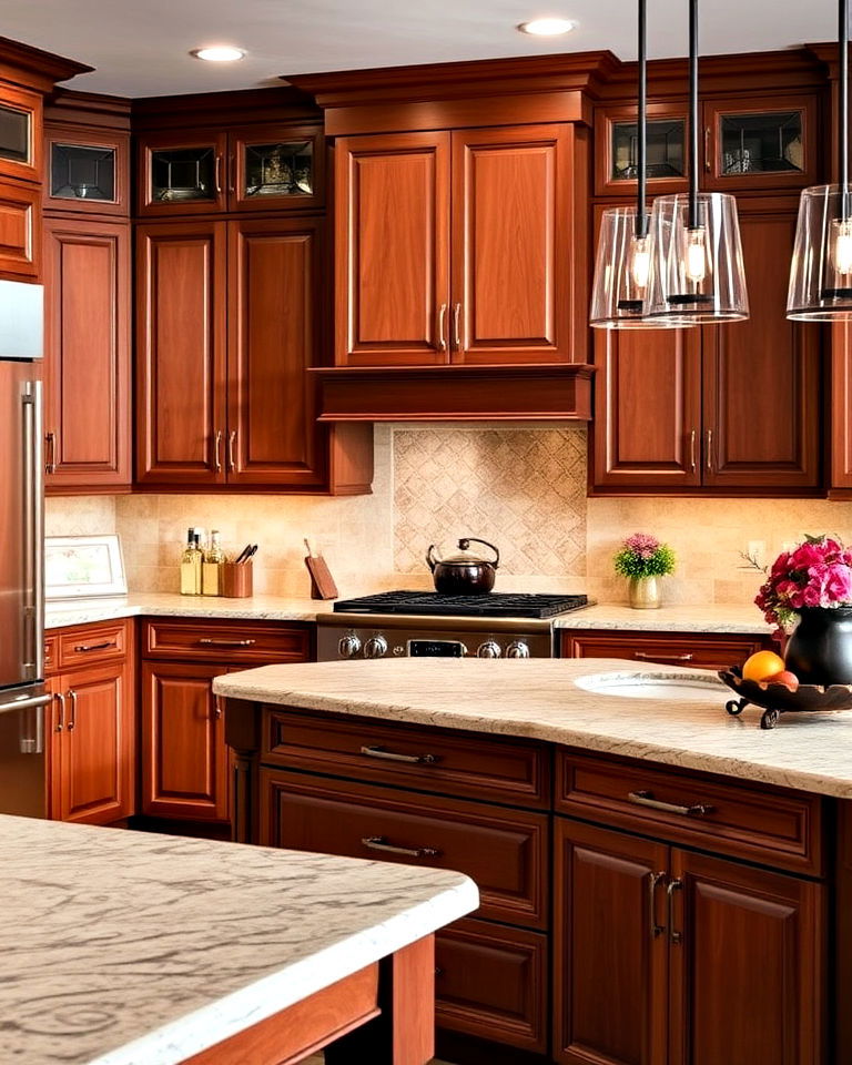 bold statement natural cherry kitchen cabinets - 15 Natural Cherry Kitchen Cabinets