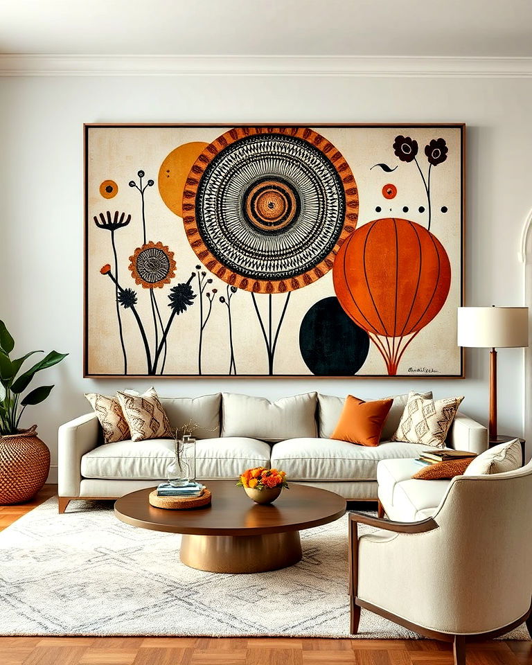 bold statement oversized artwork - 30 Bohemian Maximalist Decor Ideas