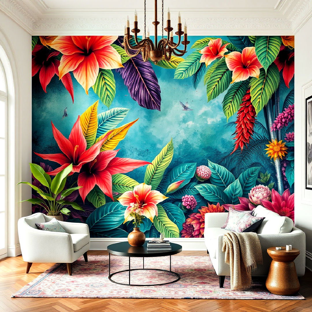 bold wall mural for maximalist decor - 30 Maximalist Decor Ideas