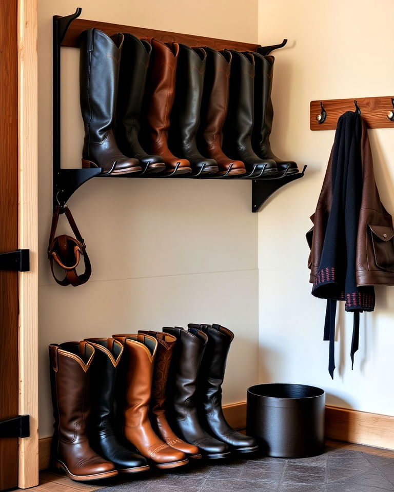 boot rack for tack room - 20 Tack Room Ideas