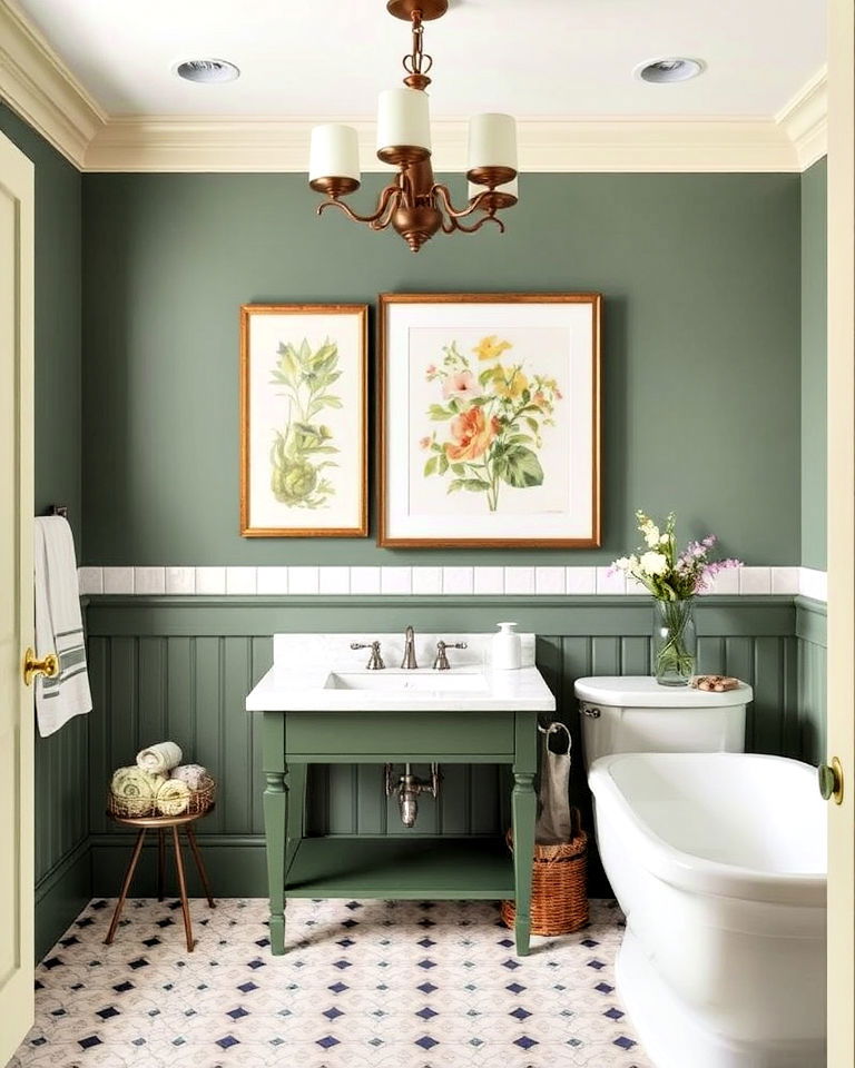 botanical artwork for traditional bathroom - 20 Traditional Bathroom Ideas