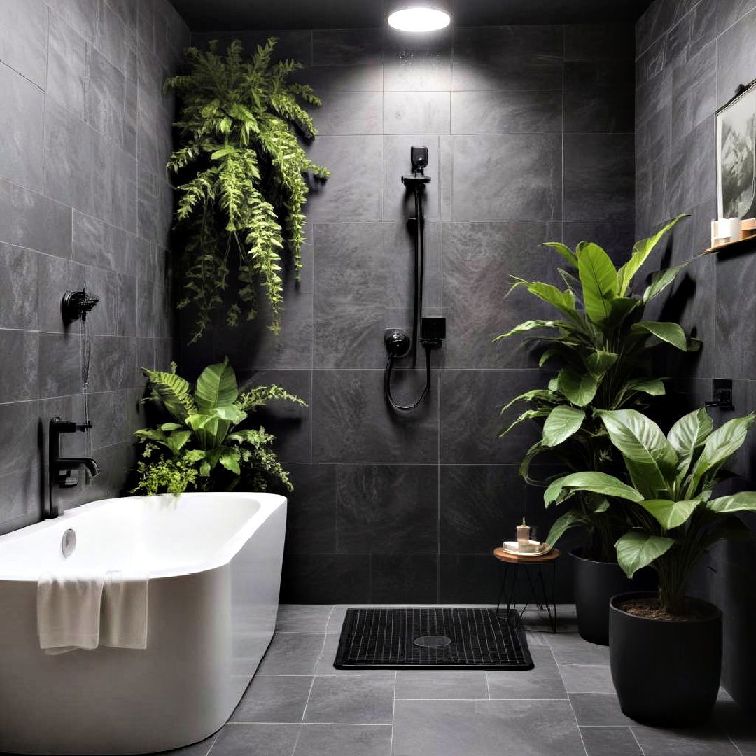 botanical haven bathroom - 15 Black and Green Bathroom Ideas