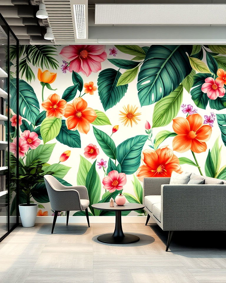 botanical patterns mural - 25 Office Wall Murals