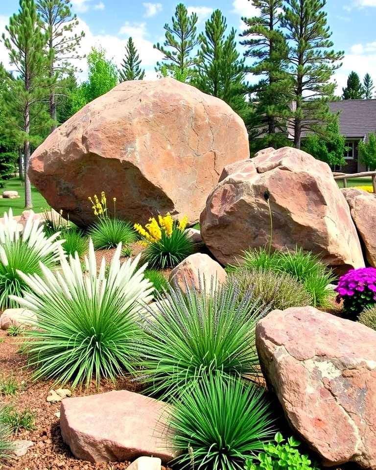 boulder accents for naturalistic touch - 30 Colorado Landscaping Ideas