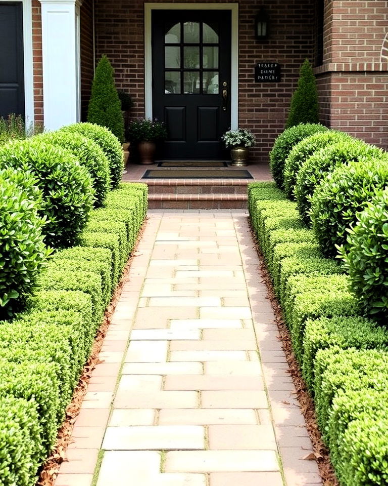 boxwood shrubs to highlight a walkway - 20 Front Yard Boxwood Shrubs