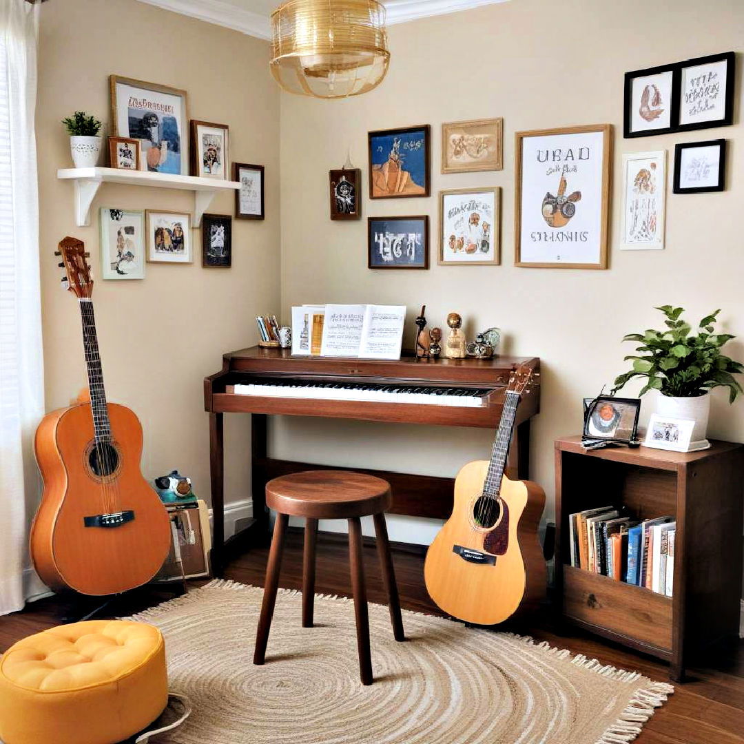 boys room with musical corner - 40 Boys Room Ideas