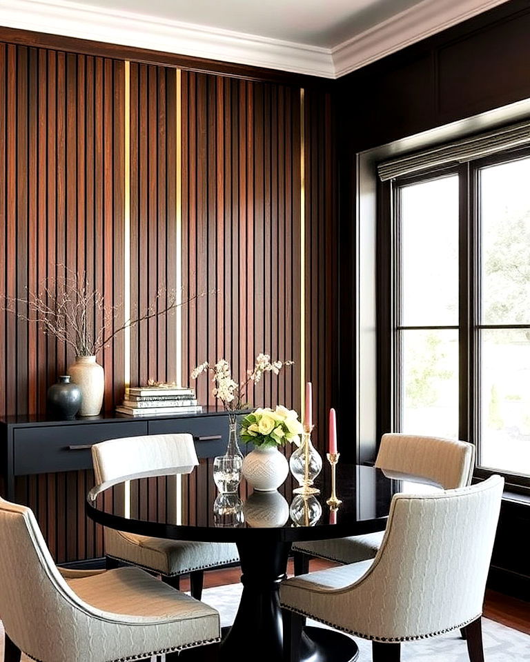 brass inlays for wood slat accent wall - 40 Wood Slat Accent Wall Ideas