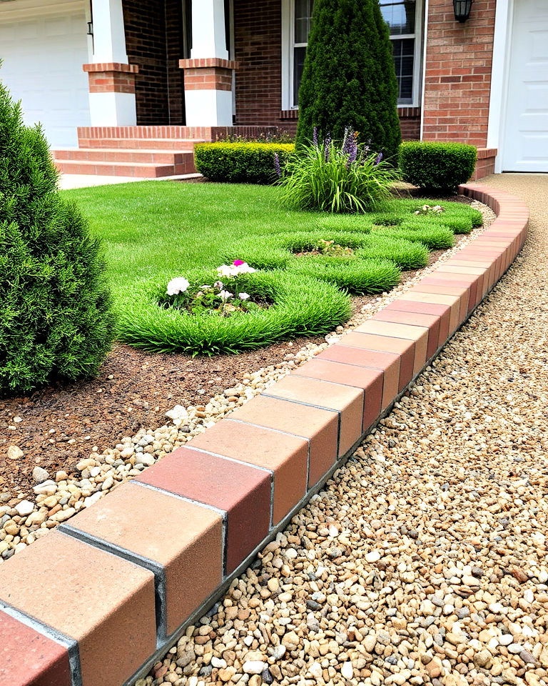 brick and concrete mix edging - 25 Gravel Driveway Edging Ideas