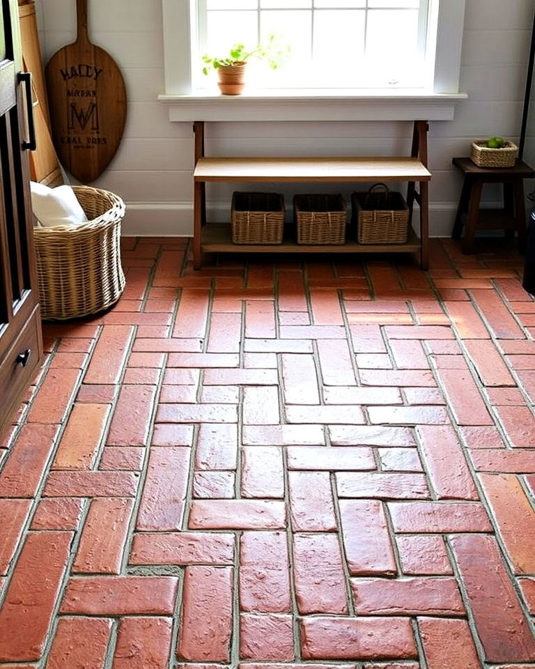 brick flooring for farmhouse interior - 40 Farmhouse Flooring Ideas