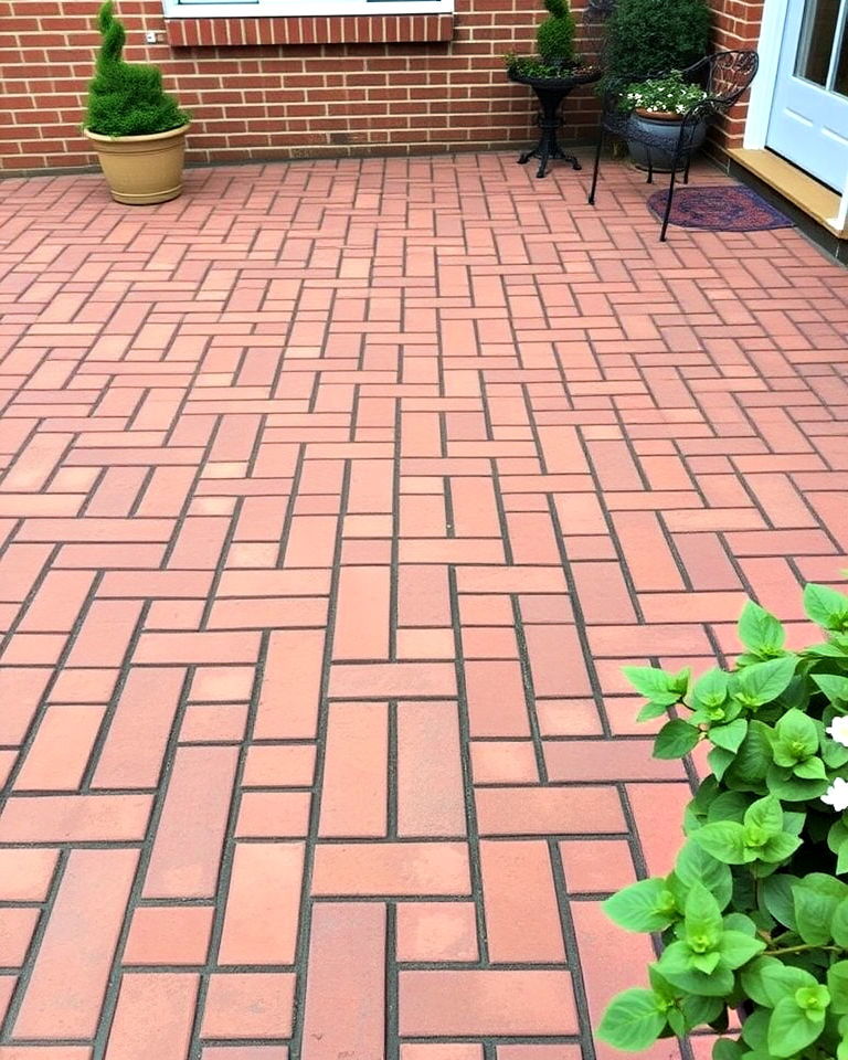 brick layout for timeless look - 40 Paver Patio Ideas