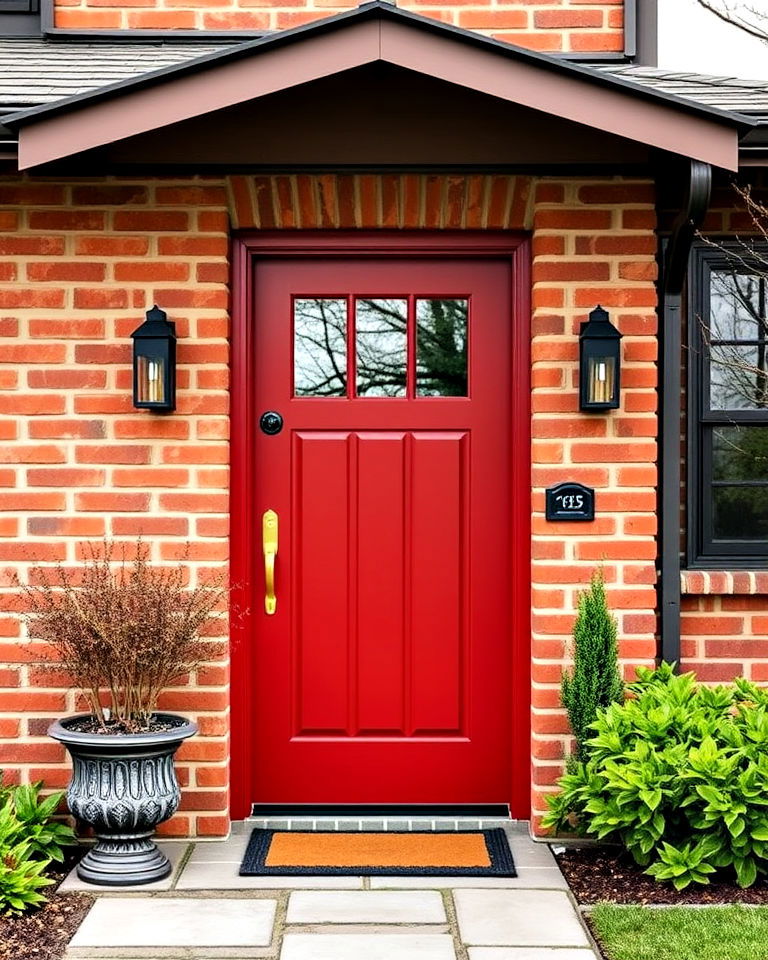 brick red color front door - 20 Mid Century Front Door Colors